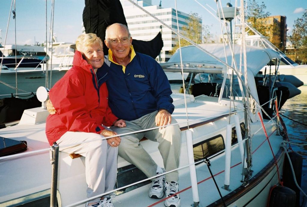 Captain McKay and wife on boat