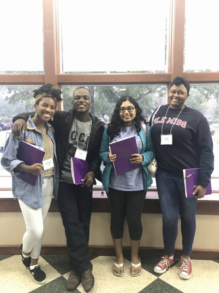 In October 2018, Nakiyah Jordan (left), Jarvis Benson, Swetha Manivannan and Ajah Singleton participated in a panel at the 4thAnnual National Society for Minorities in Honors conference at the University of Central Arkansas.