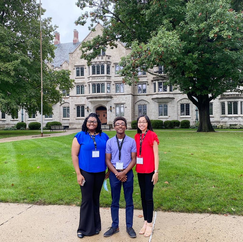 In October 2021, Ajah Singleton (left), Brandon AshmoreandKelly Li presented at the 6thAnnual National Society for Minorities in Honors conference at Ball State University in Indiana.