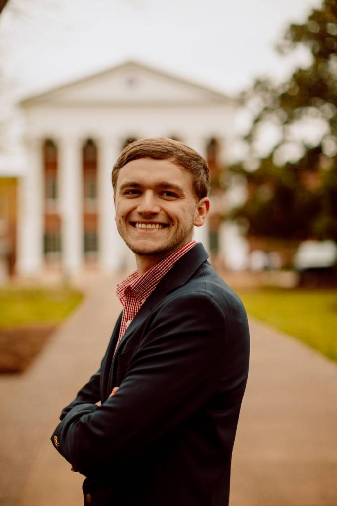 Springer in front of the Lyceum, senior year. Submitted photo.