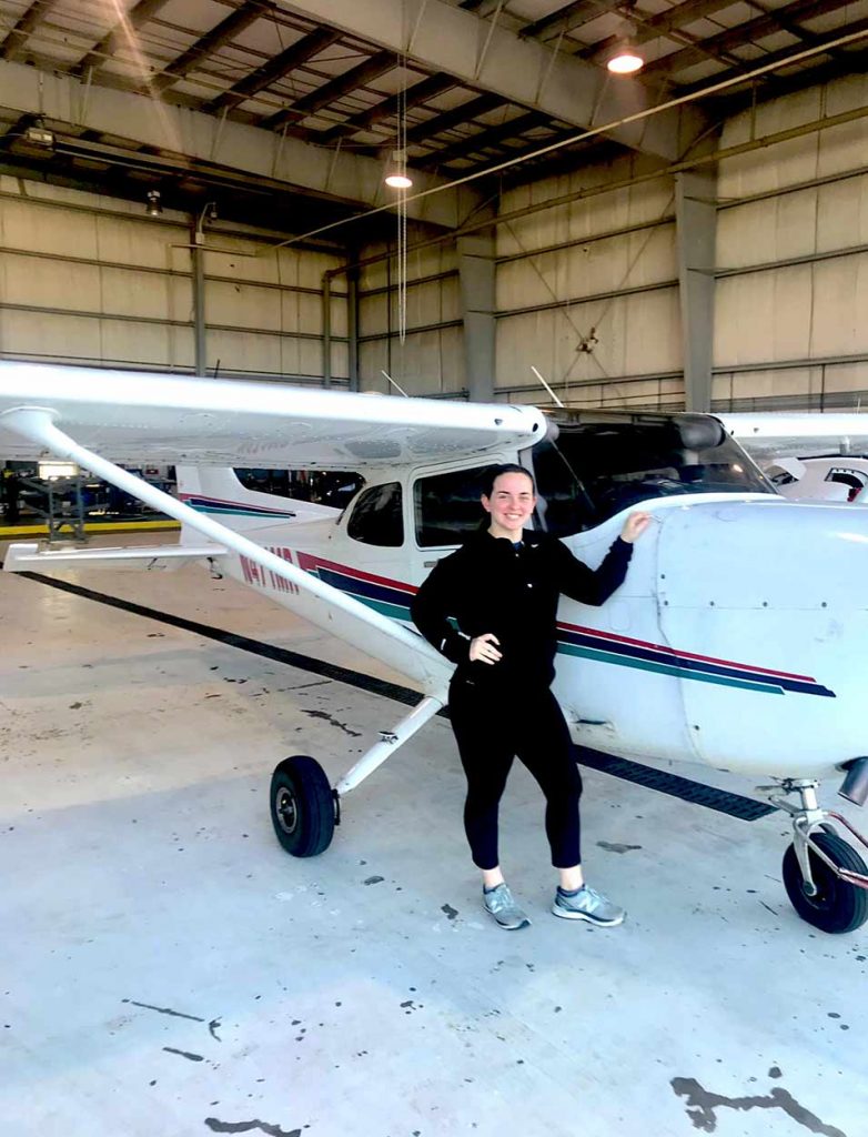 UM Multi-Disciplinary Studies senior Kelly Bator of Meridian worked hard during the Covid shutdowns to earn her pilot's license, and flew her first solo flight in January of 2021. Bator will now begin training as a pilot for the U.S. Air Force.