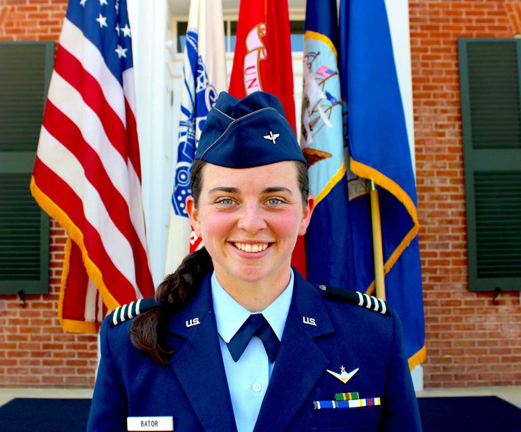Graduating Senior Kelly Bator will receive her degree in Multi-Disciplinary Studies at graduation ceremonies this weekend in Oxford. Bator chose to customize her degree with minors in aerospace studies, business, and gender studies. She will commission with the U.S. Air Force later this month and attend pilot training in Columbus this summer.